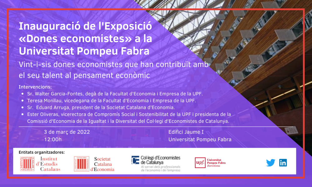 Acte d’inauguració de l’exposició “Dones Economistes” a la Universitat Pompeu Fabra