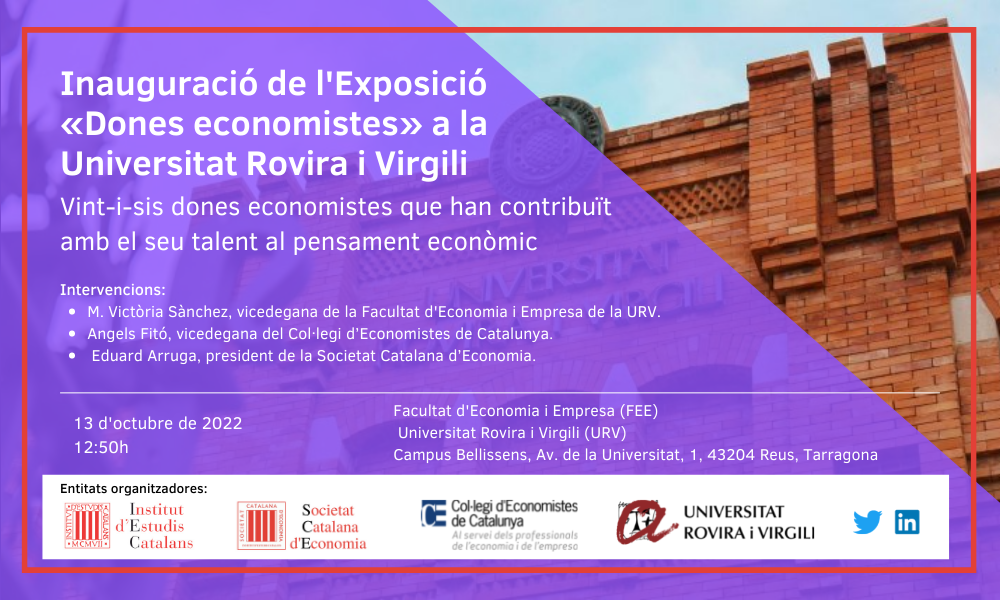 13 d’octubre – Inauguració de l’exposició “Dones Economistes” a la Universitat Rovira i Virgili