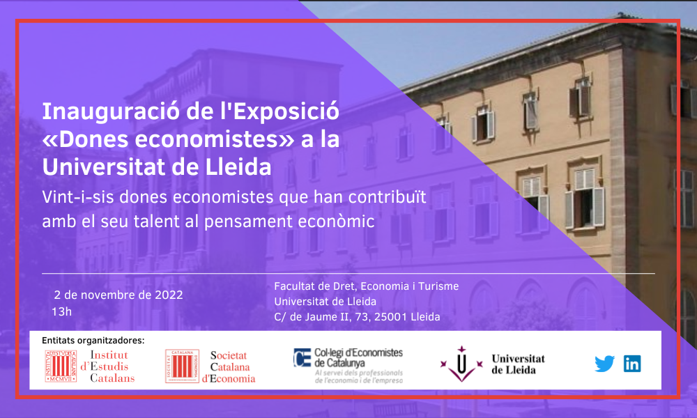 2 de novembre – Acte d’inauguració de l’exposició “Dones Economistes” a la Universitat de Lleida